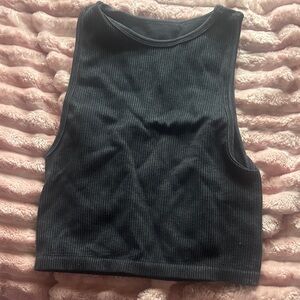 Black Ribbed Sleeveless Top